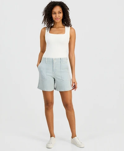 Style & Co Women's High-Rise Utility Pocket Denim Shorts, Macy's Exclusive