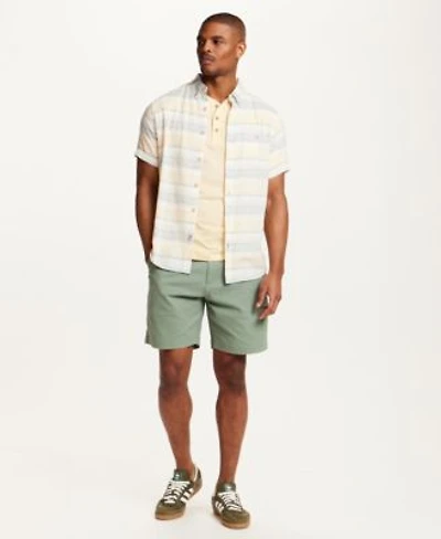 Weatherproof Vintage Mens Regular Fit Stretch Twill Shorts Short Sleeve Herringbone Horizontal Stripe Shirt Short Sleeve Henley T Shirt