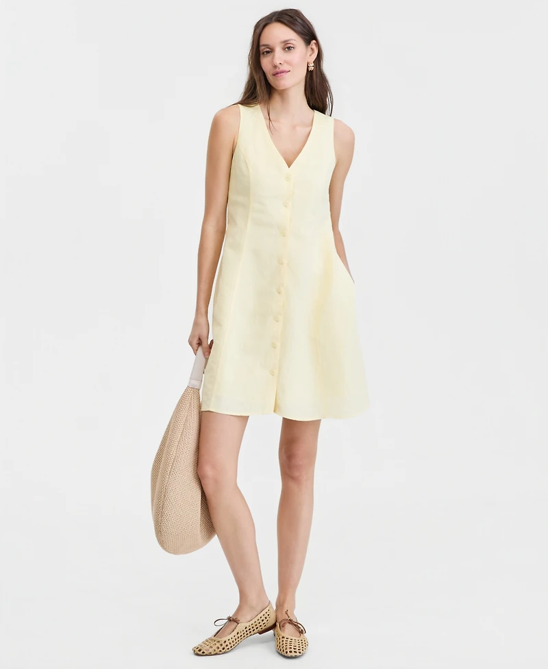 On 34th Women's Linen-Blend V-Neck Minidress, Macy's Exclusive
