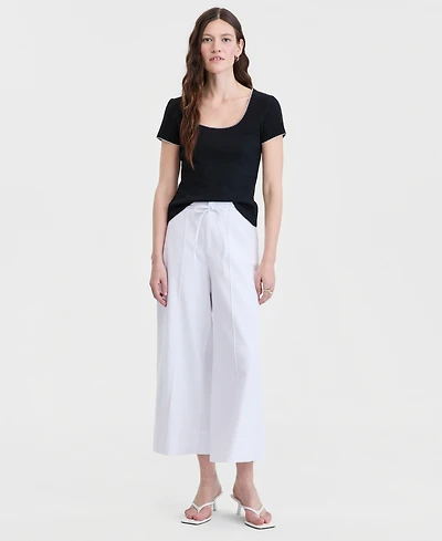 On 34th Women's High-Rise Cropped Linen-Blend Wide-Leg Pants, Macy's Exclusive