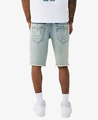 True Religion Men's Ricky Single Needle Straight Fray Hem Shorts