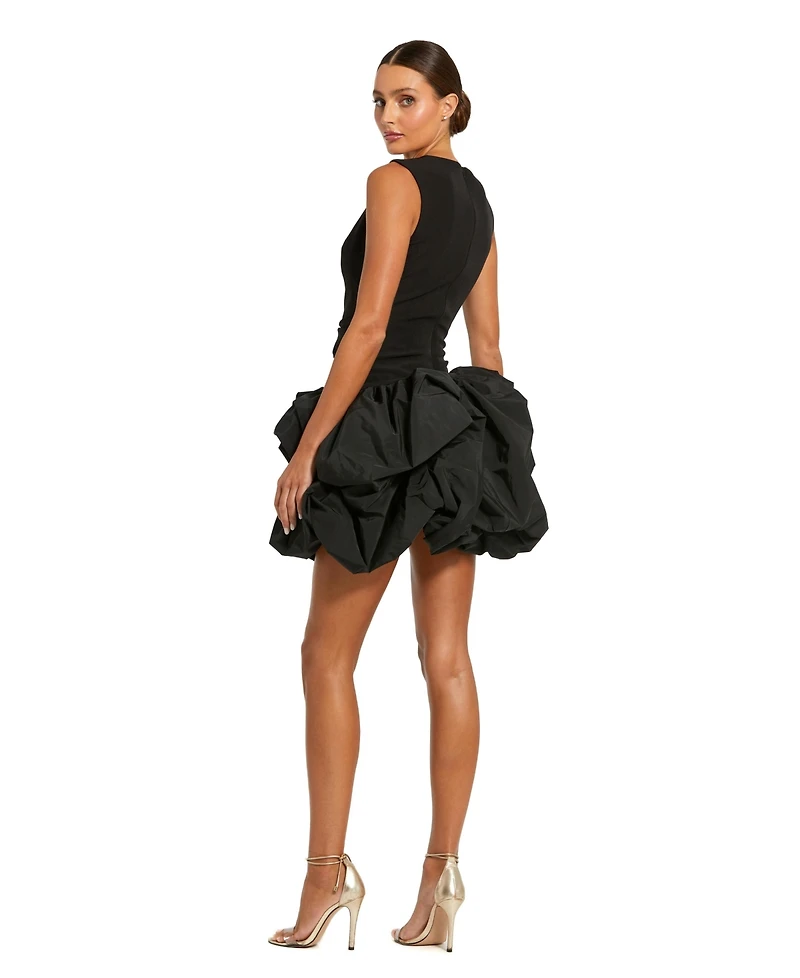 Mac Duggal Women's Sleeveless Crepe Bubble Skirt Mini Dress