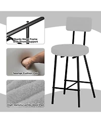 gaomon Bar Stool Chairs Set of 2, Modern Upholstered Counter Height Barstools with Round Seat, Armless Bar Chair with Back, Footrest and Metal Legs