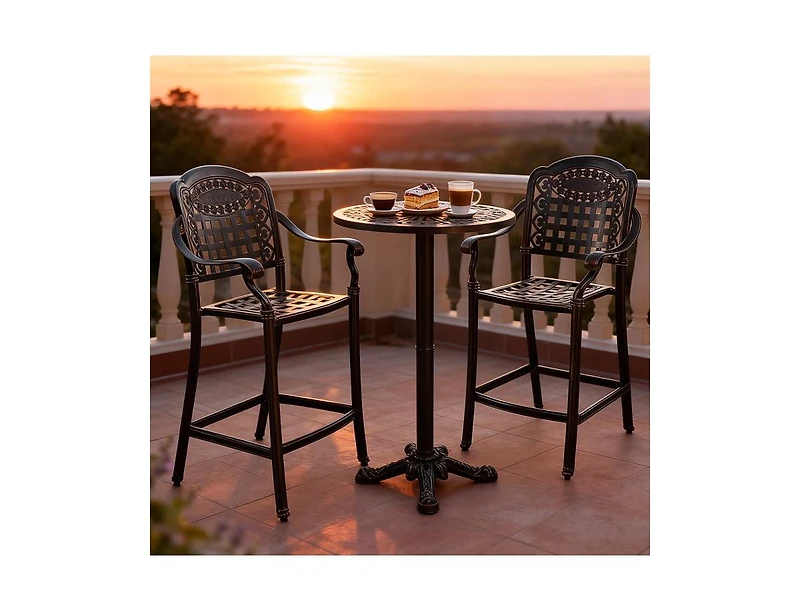 Slickblue Cast Aluminum Outdoor Bar Chairs Set of 2 Counter Height