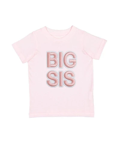 Sweet Wink Little Girls Big Sis Embroidered Patch Short Sleeve T-Shirt