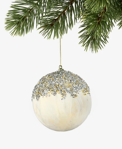 Holiday Lane Gilded Glamour Feather with Trim Ball Ornament, Macy's Exclusive