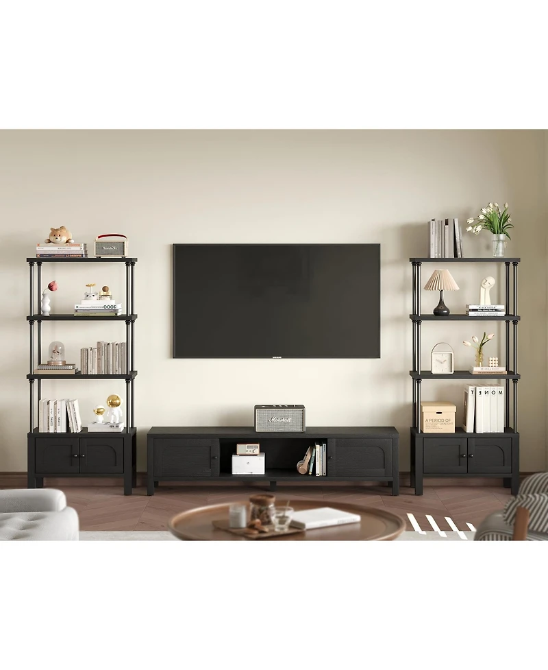 Sugift 54-Inch Tall Bookshelf Bookcase Shelving Unit with Storage Cabinet Heavy for Living Room/Office