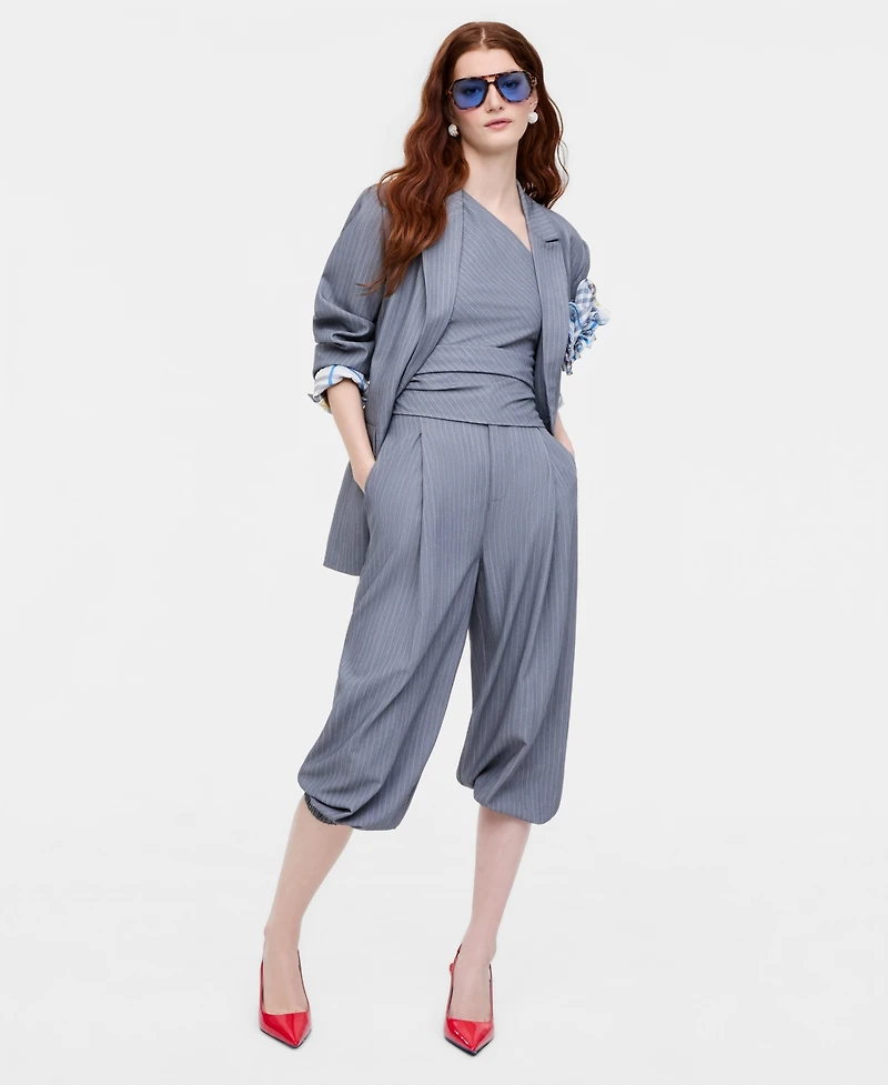 Women's Pinstripe Balloon-Leg Pants, Macy's Exclusive- Molly Rogers Capsule Collection