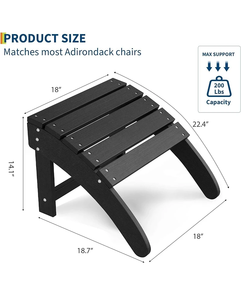 gaomon Hdpe Adirondack Ottoman Foot Rest, Weather Resistant Outdoor Footstool for Adirondack Chair