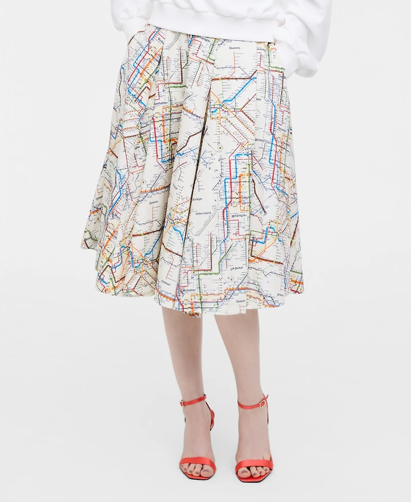 Women's Subway-Print Full Skirt, Macy's Exclusive- Molly Rogers Capsule Collection