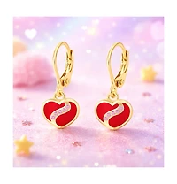 Chanteur Girls 18K Gold Plated Heart Hypoallergenic Earrings with Sterling Silver Leverbacks