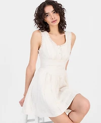 And Now This Women's Embroidered Crochet-Trim Mini Dress, Macy's Exclusive