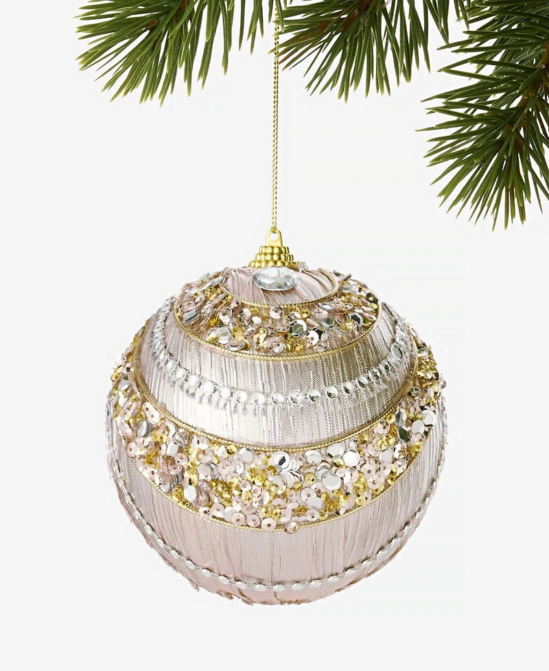 Holiday Lane Jeweled Classics Rose Gold Jeweled Ball Ornament, Macy's Exclusive