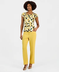 Kasper Women's Printed Short-Sleeve Cowlneck Top