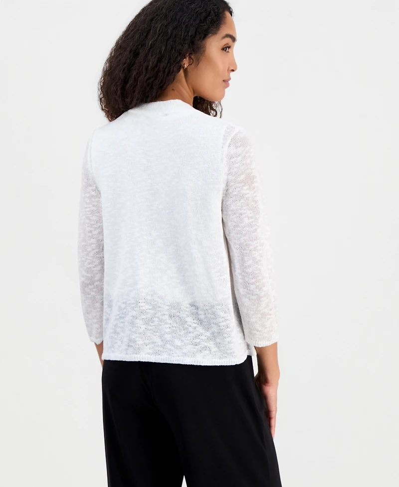 Kasper Women's Open-Front Long-Sleeve Cardigan