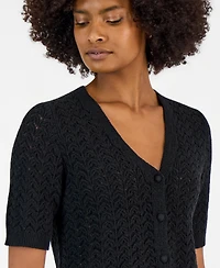 Kasper Petite V-Neck Button-Front Sweater