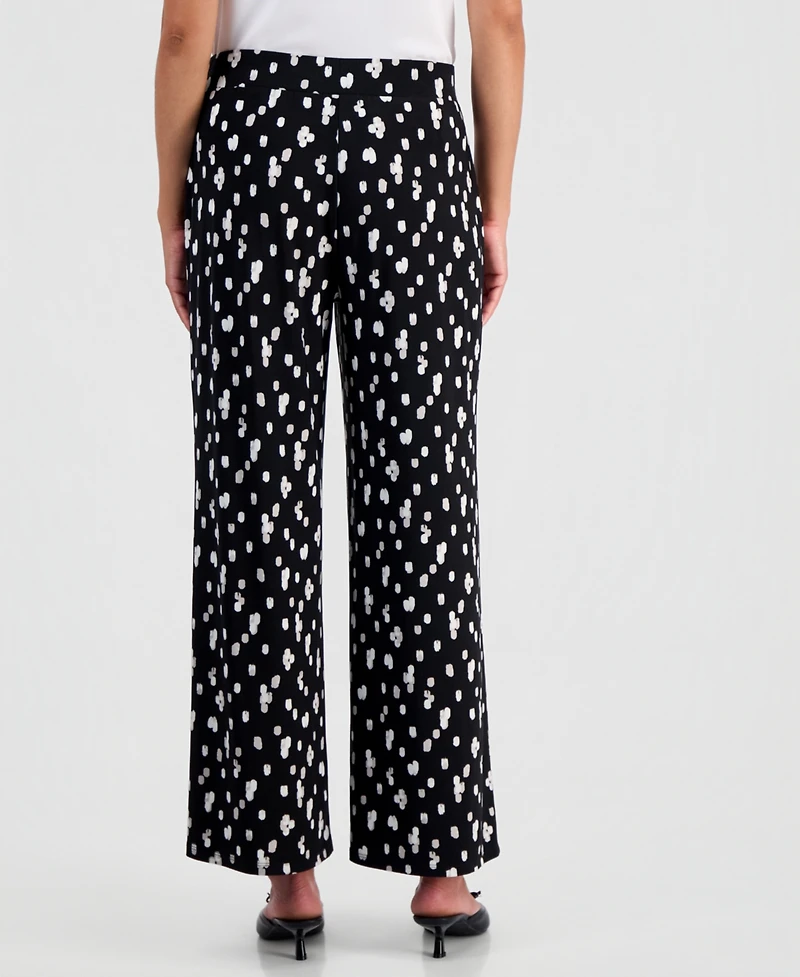 Kasper Women's Pull-On Printed Wide-Leg Soft Pants, Regular & Petite