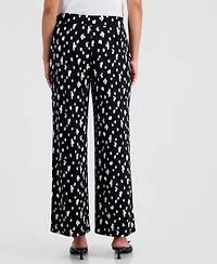Kasper Women's Pull-On Printed Wide-Leg Soft Pants, Regular & Petite