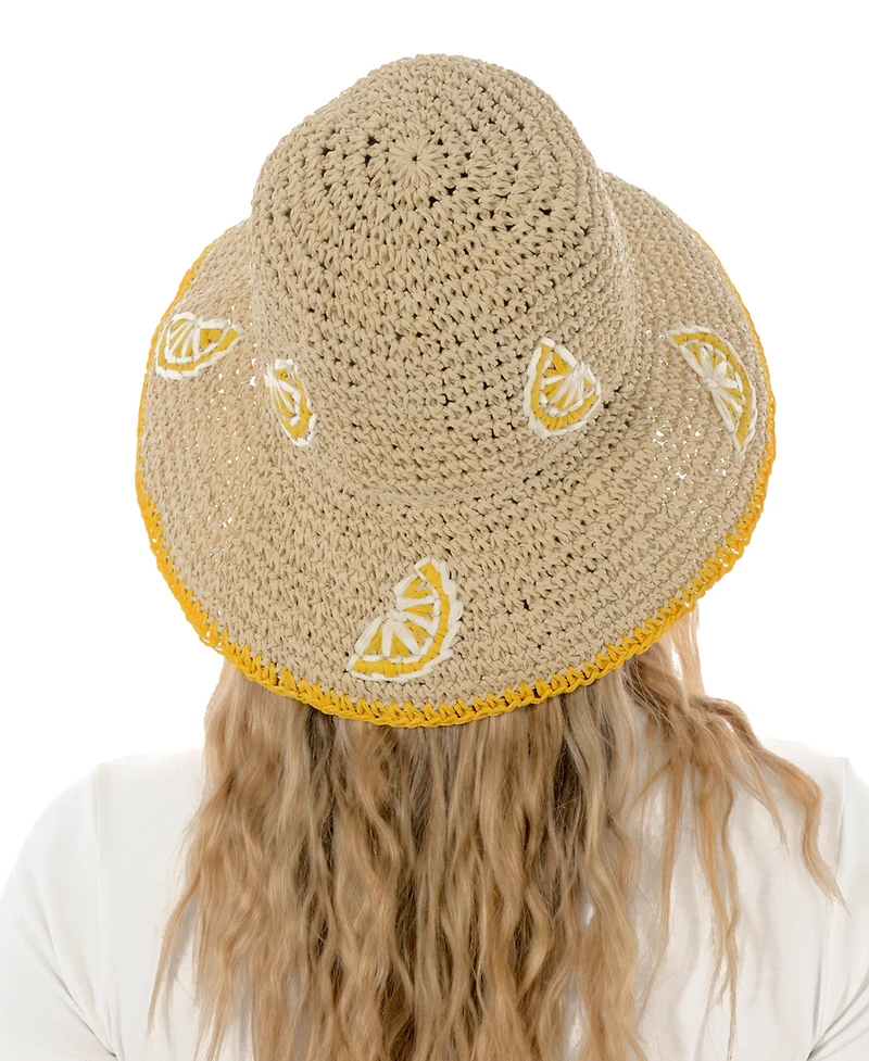 Marcus Adler Packable Lemon Straw Bucket Hat