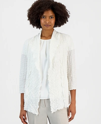 Kasper Women's 3/4-Sleeve Crinkle Knit Open-Front Jacket