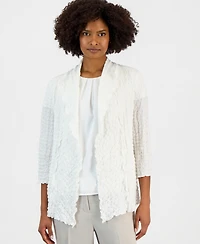 Kasper Women's 3/4-Sleeve Crinkle Knit Open-Front Jacket