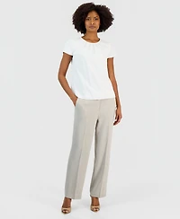 Kasper Women's Pleated Cap-Sleeve Top