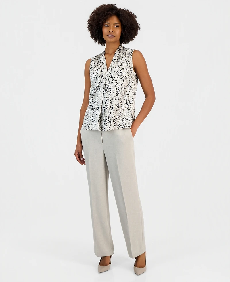 Kasper Women's Sleeveless V-Neck Printed Top