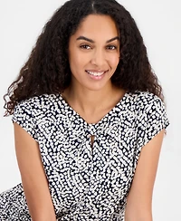 Kasper Women's Sleeveless Knotted-Neck Top