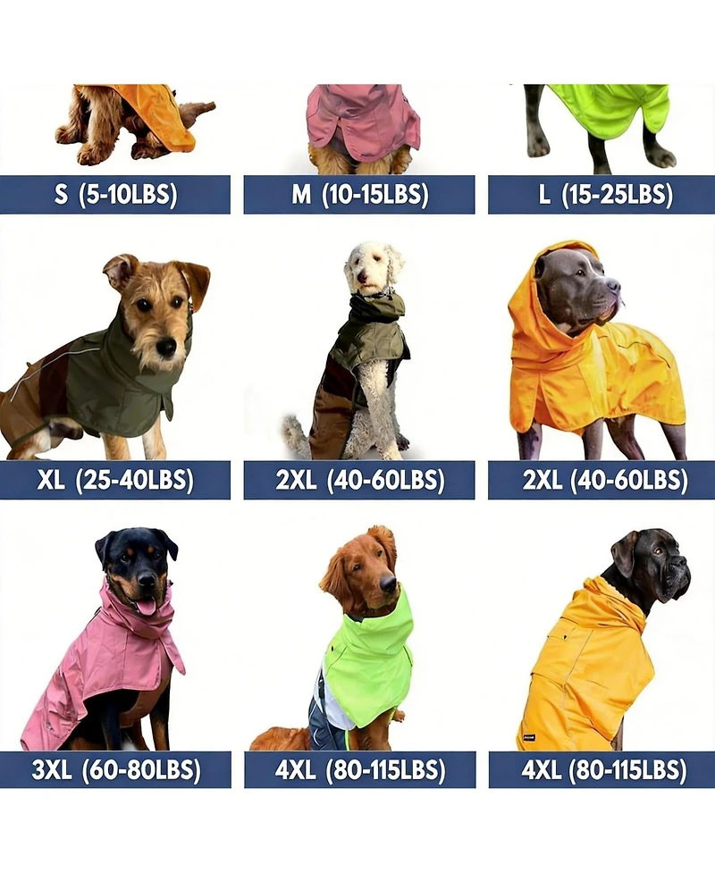 Aronkl Dog Raincoat - Waterproof, Windproof, Reflective, Breathable, Coverage