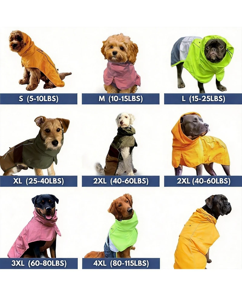 Aronkl Dog Raincoat - Waterproof, Windproof, Reflective, Breathable, Coverage