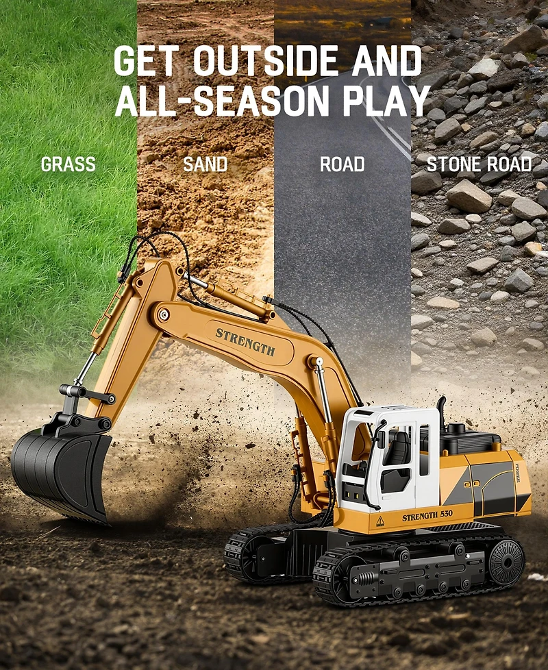 Sugift 1:16 Kids' Play Rc Excavators Vehicles Toys with Alloy Bucket/Lights/Sounds