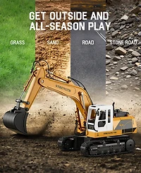 Sugift 1:16 Kids' Play Rc Excavators Vehicles Toys with Alloy Bucket/Lights/Sounds