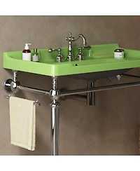 Sillysis 36" Bathroom Ceramic Sink Basin with 3 Faucet Holes, Rectangular Countertop Vanity Overflow for Modern