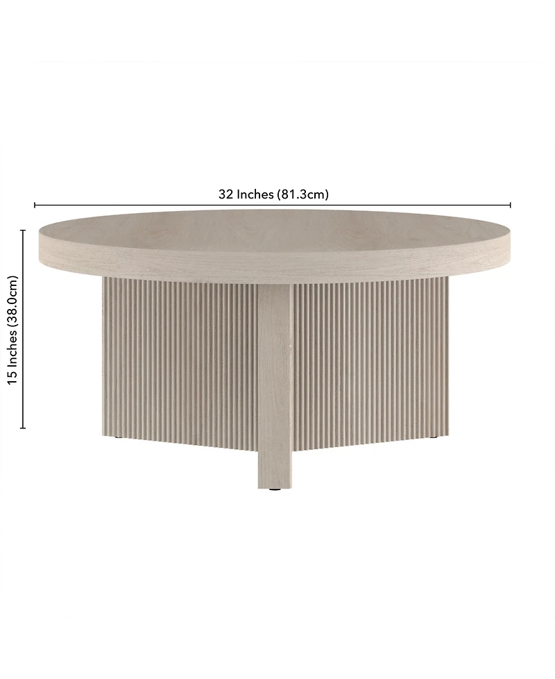 Hudson & Canal Holm 32" Wide Round Fluted Coffee Table