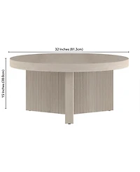 Hudson & Canal Holm 32" Wide Round Fluted Coffee Table