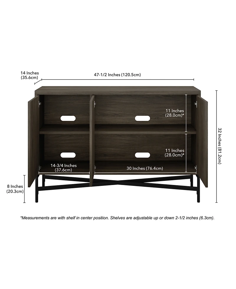 Hudson & Canal Brighton 48" Wide Rectangular Fluted Buffet Table