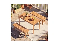 Slickblue Patio Acacia Wood Dining Table with Slatted Tabletop, Seats 4–6 People