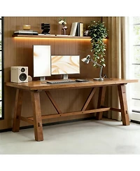 Tribesigns 70.87" Solid Wood Executive Desks, Long Large Office Desk, Farmhouse Computer Desk