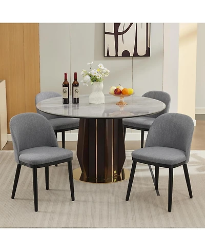 gaomon Upholstered Dining Chairs Set of 4, Fabric Chairs with Thick Cushion and Curved Back