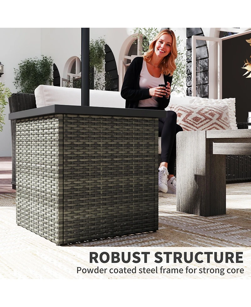 Outsunny Wicker Side Table, Square Pe Rat Outdoor End Table
