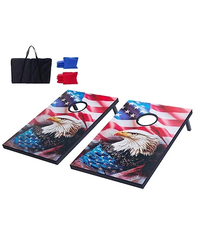 Mecale Cornhole Set, 3x2 ft Mdf Wood Toss Game Boards with 8 Bean Bags and Carrying Case for Indoor and Outdoor Play