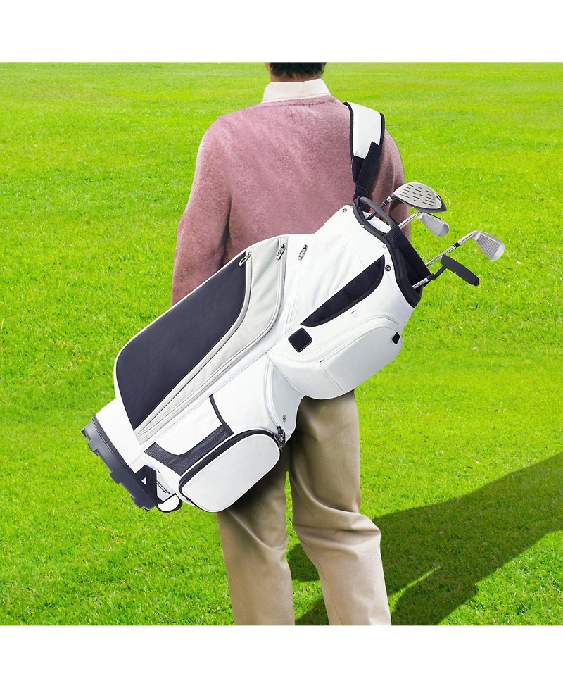 Mecale Golf Cart Bag, 14-Way Divider Top, 36", 13 Pockets, Premium Nylon, Handles, Dust Cover & Detachable Straps.