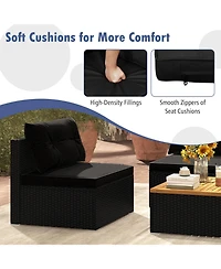 Costway 5 Piece Outdoor Furniture Set with Seat & Back Cushions Acacia Wood Tabletop