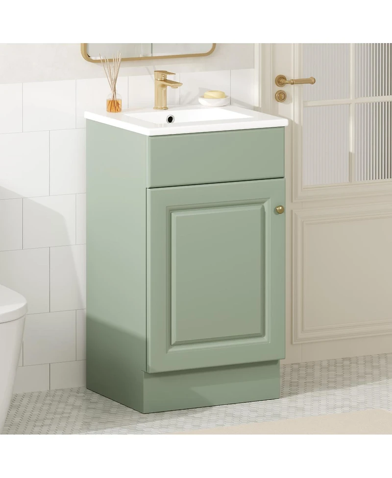 Sillysis Bathroom Vanity with Sink, Painted Mdf Cabinet, Soft Close Door, Adjustable Shelf & Organizer for Small Spaces