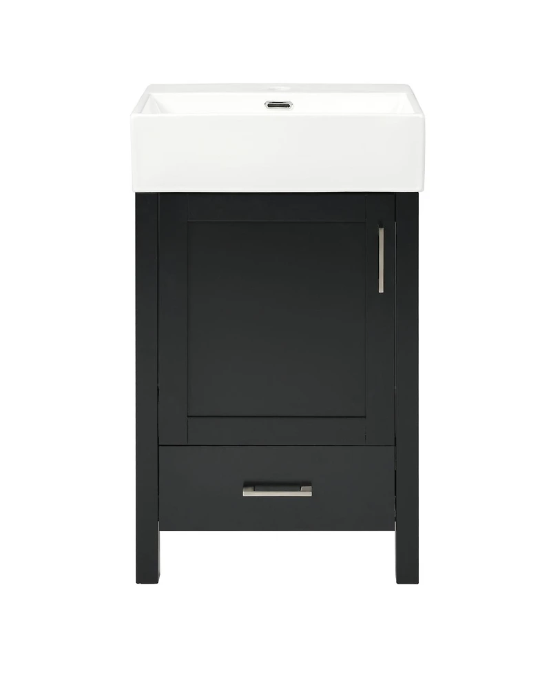Sillysis 20" Modern Bathroom Vanity with Ceramic Sink, Solid Wood Frame & Drawer for Small Spaces