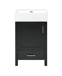 Sillysis 20" Modern Bathroom Vanity with Ceramic Sink, Solid Wood Frame & Drawer for Small Spaces