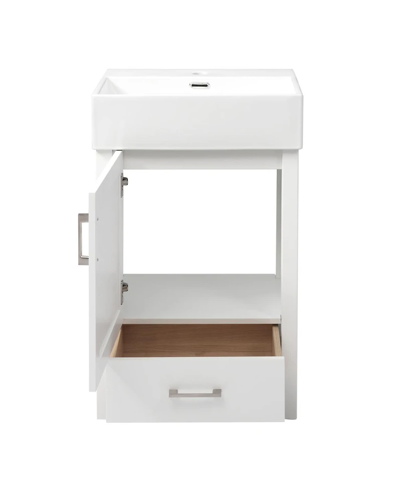 Sillysis 20" Modern Bathroom Vanity with Ceramic Sink, Solid Wood Frame & Drawer for Small Spaces