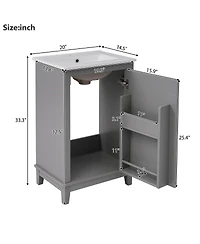 Sillysis Small Bathroom Vanity Cabinet with Ceramic Sink, Soft Close Door & Ample Storage for Compact Spaces