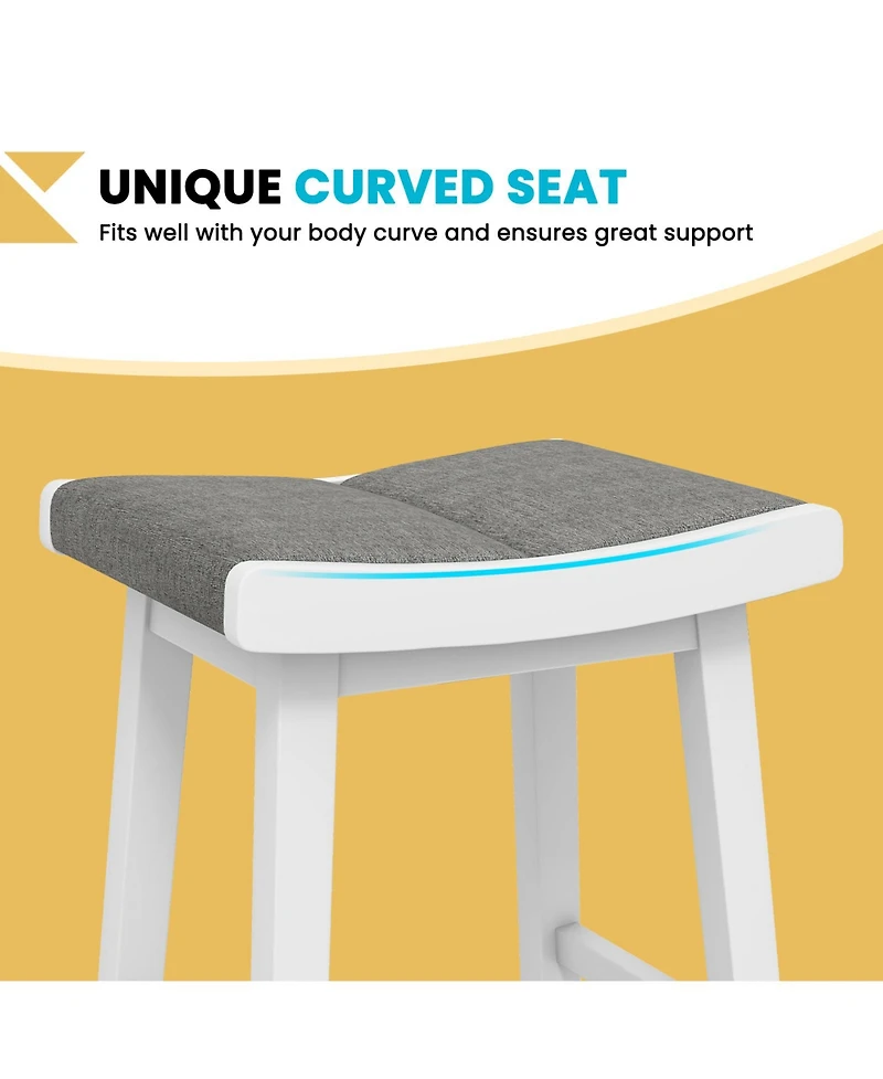 Gymax 4 Pcs Saddle Bar Stools Bar Height Backless Island Pub Chairs Kitchen