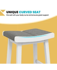 Gymax 4 Pcs Saddle Bar Stools Bar Height Backless Island Pub Chairs Kitchen